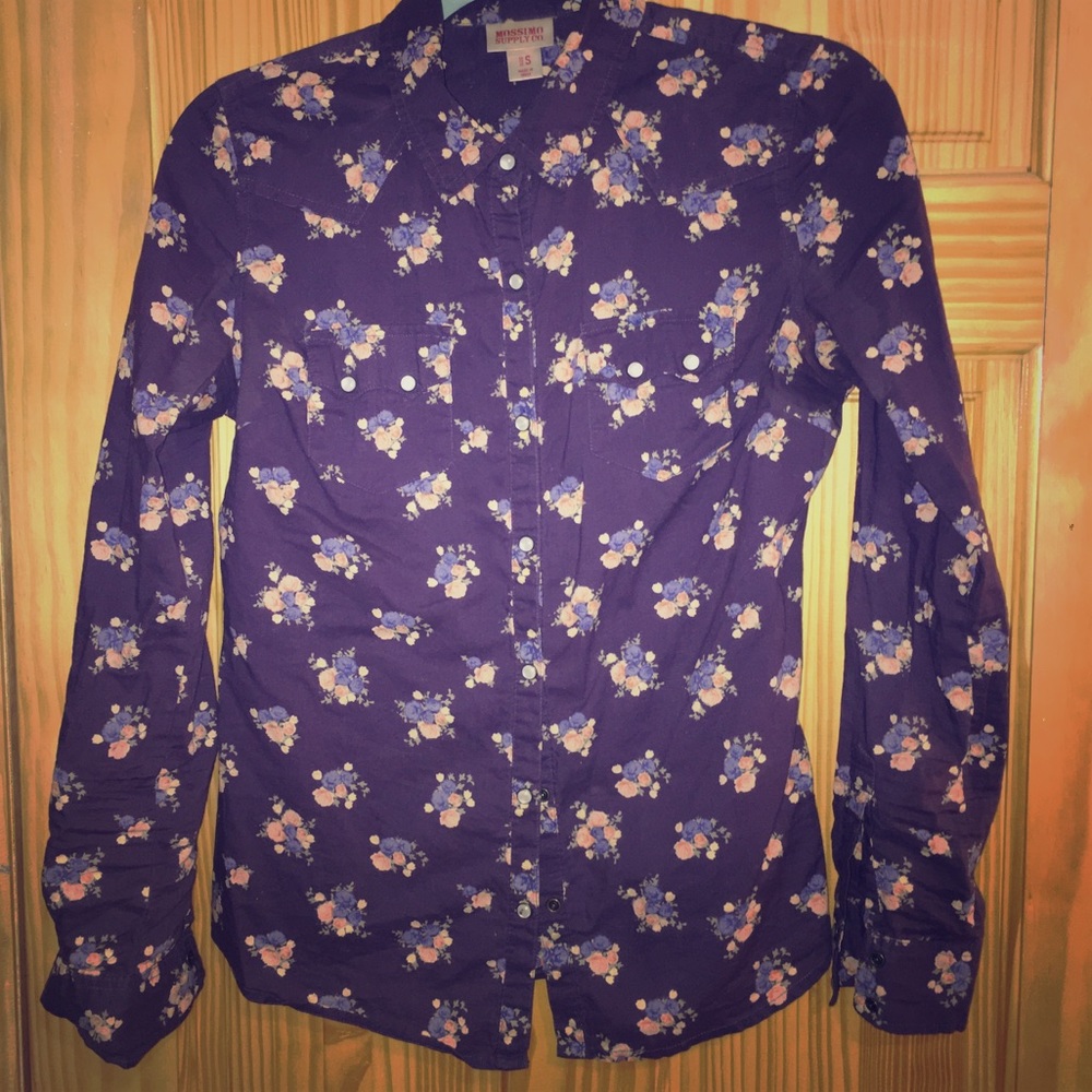 Purple Floral Button Up